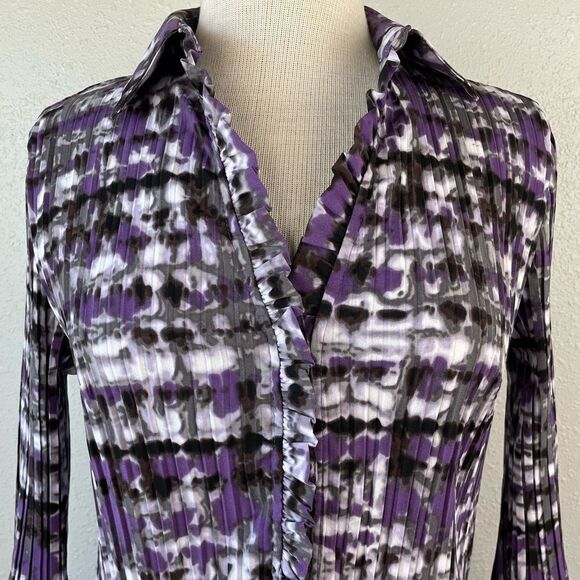 Fred David Purple Stretch Button Down Shirt Size M EUC - Picture 2 of 6
